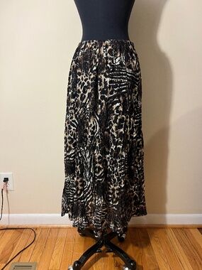 JM Collection Animal Print Lace Maxi Skirt